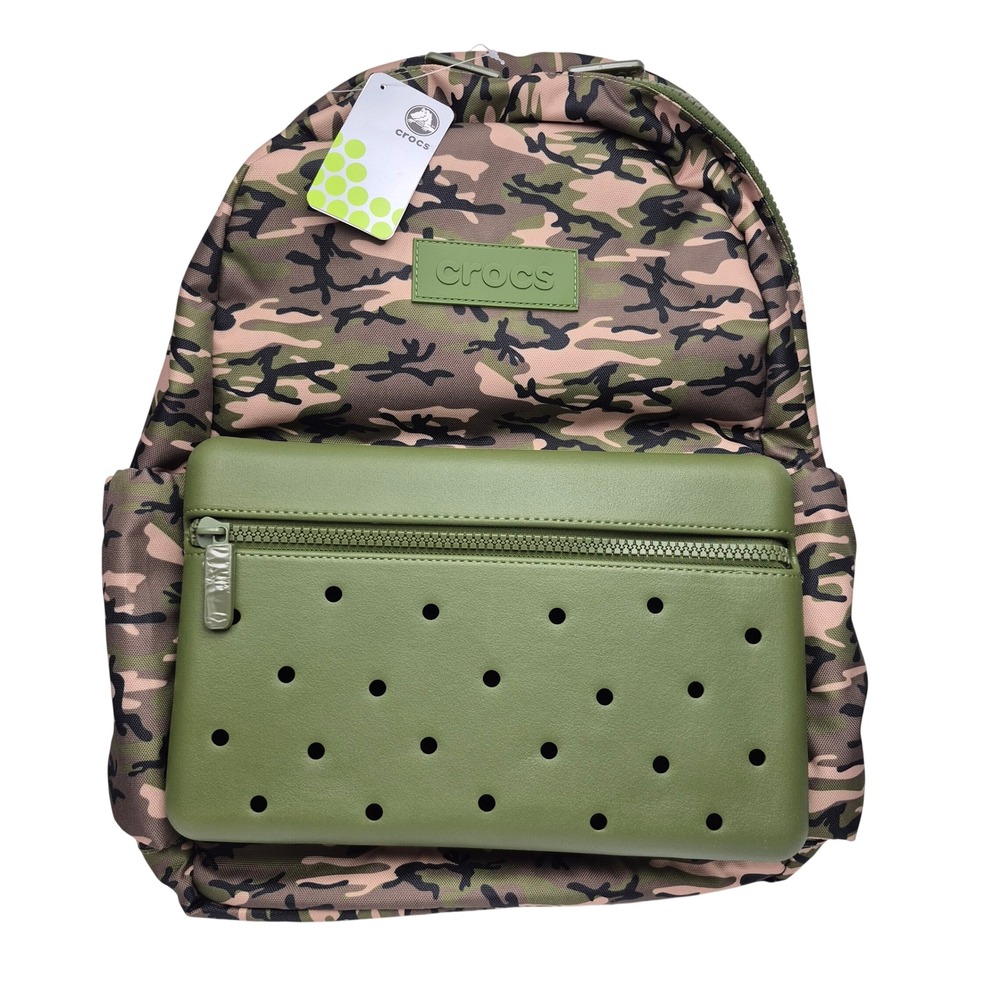 Crocs Camouflage Camo Nylon Backpack w/ EVA front pocket Green 214149-960